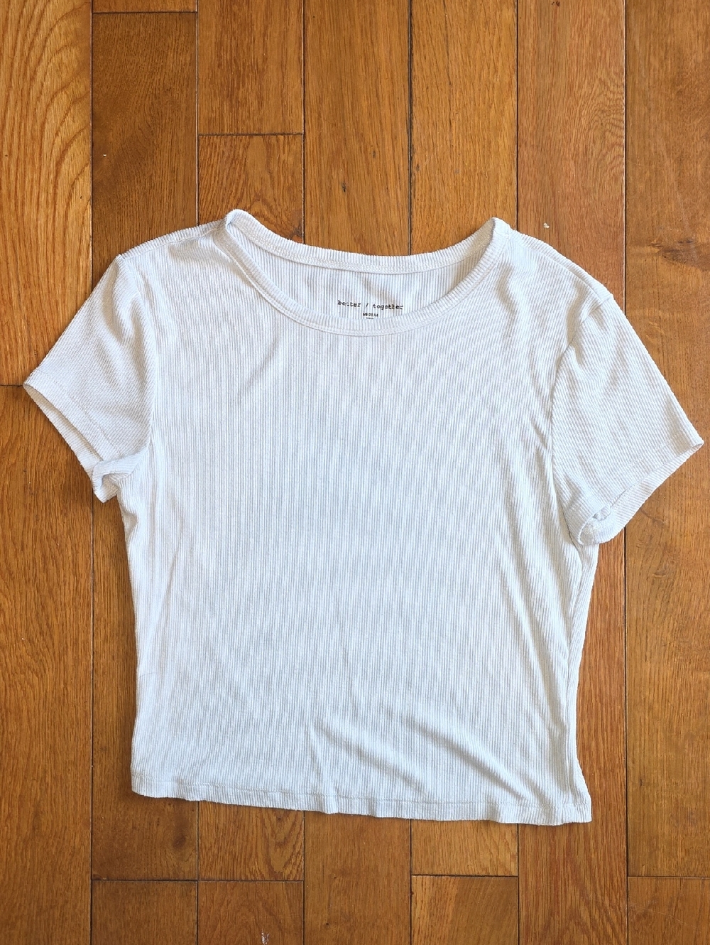 13 - T.J.Maxx White Ribbed Short Sleeve Tee